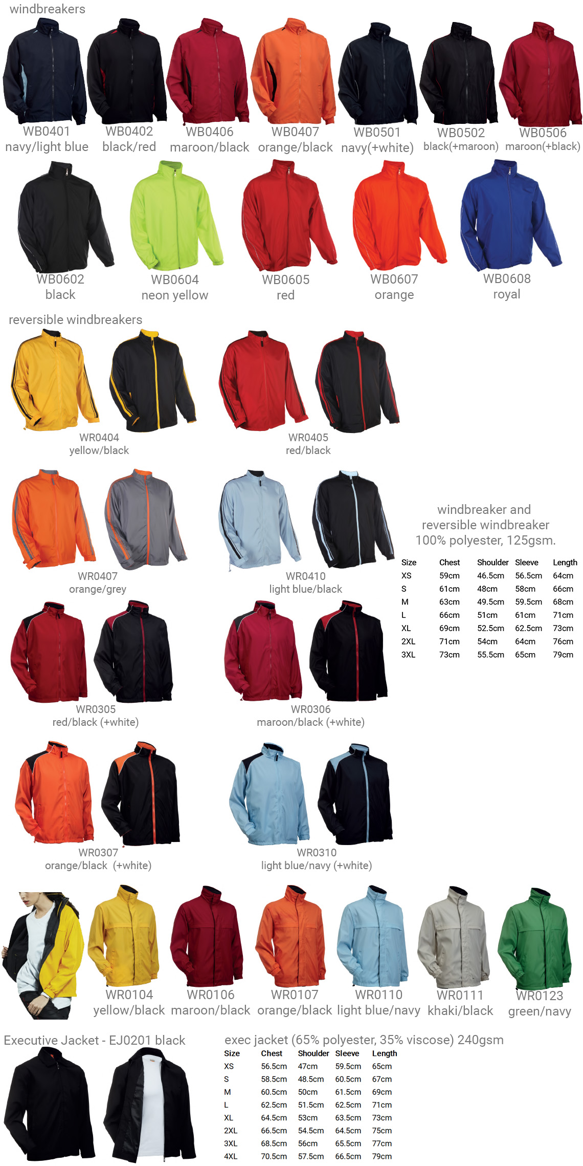 Windbreakers and Executive Jackets